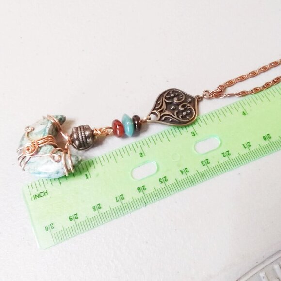 One-Of-A-Kind! Crescent Moon Necklace! Elaborately Sectioned Wire Wrapped Design - Picture 8 of 14